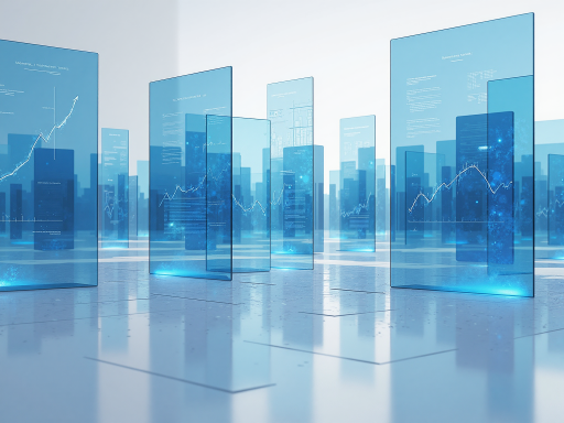 域名价值分析图表，展示AI相关域名市场趋势，蓝色背景，数据可视化界面，现代商务风格