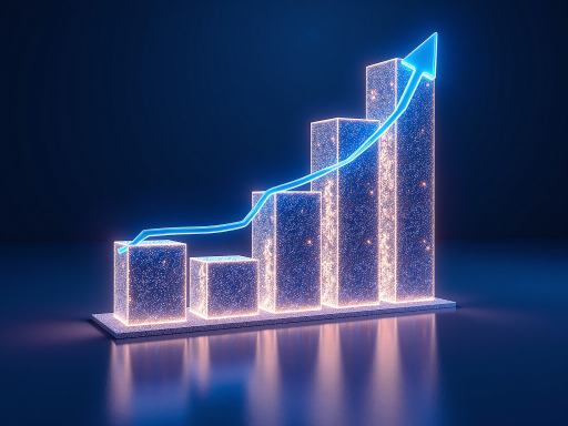 AI市场分析图表，展示大模型API服务增长趋势，蓝色渐变背景，数据可视化界面，现代商务风格